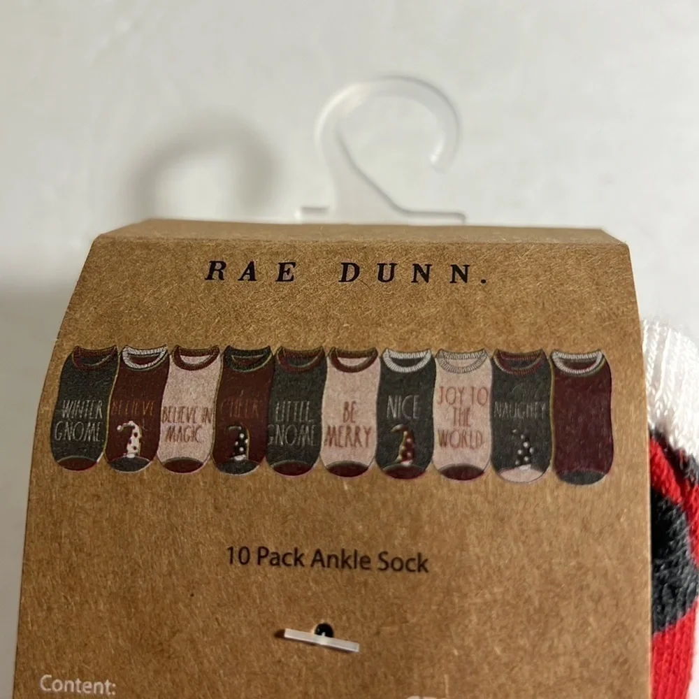 Rae Dunn 10 Pack of Child’s Ankle Socks New Sz S/M winter gnome Believe in magic